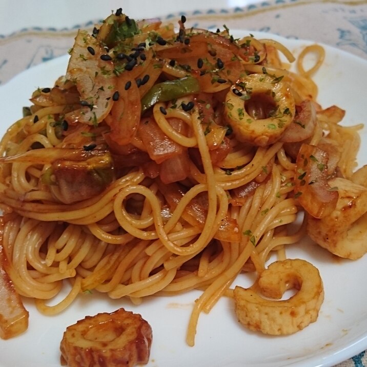 ◎ころころちくわのソースパスタ◎